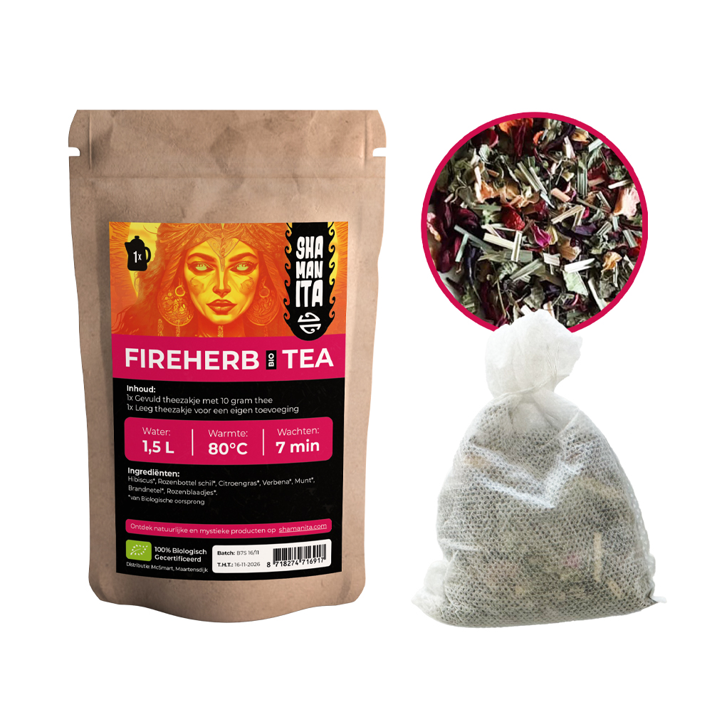 FireHerb Bio Tea van Shamanita met inhoud