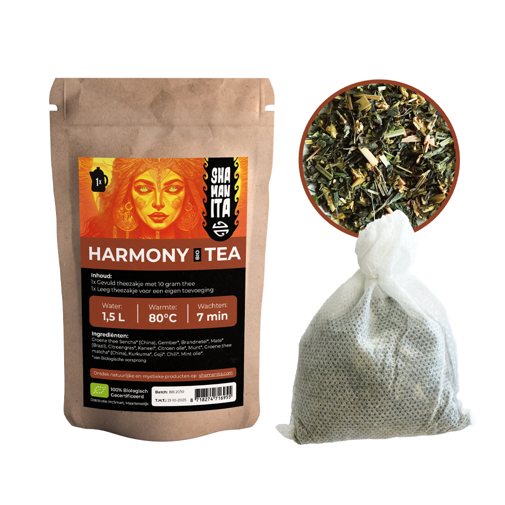 Harmony Bio Tea van Shamanita met inhoud